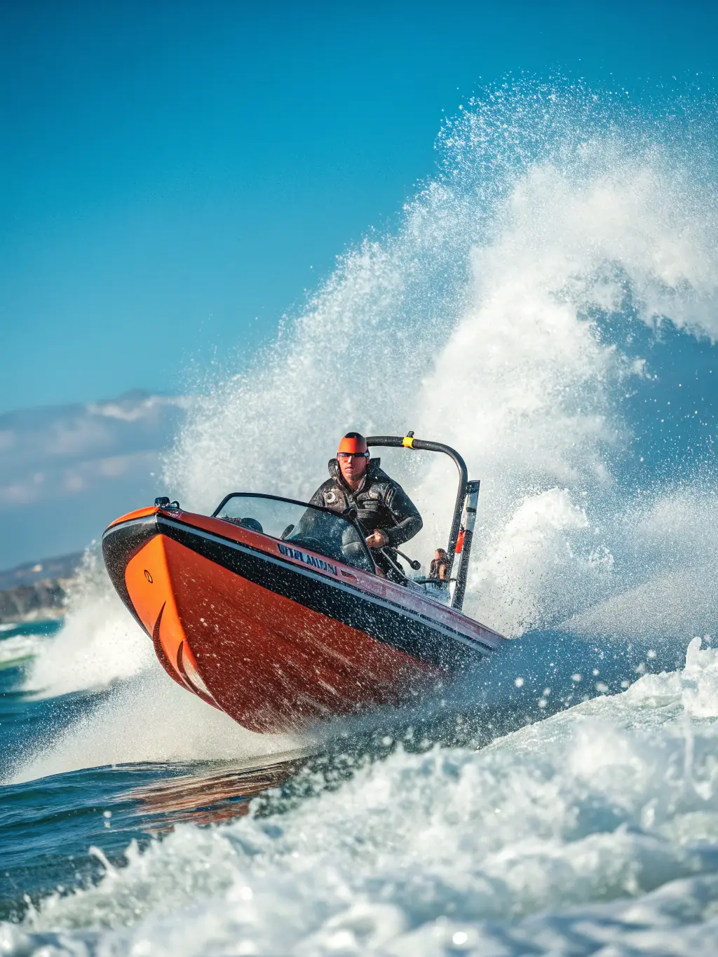 An action-packed photo of a kneeboarder carving through the water, with the FSNC boat providing the perfect tow, demonstrating the fun and accessibility of kneeboarding.