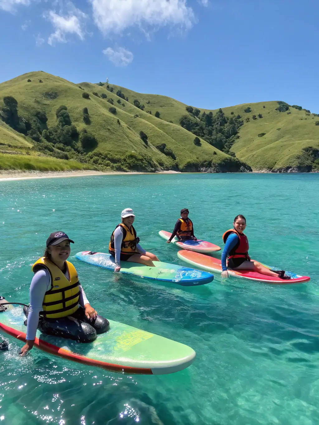 A fun-filled image of a group of people laughing while riding a towable tube, highlighting the social and recreational aspect of FSNC's activities.