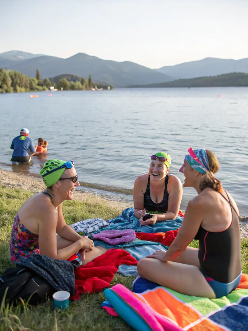 A group of FSNC members laughing and socializing after a waterskiing session, emphasizing the community aspect.